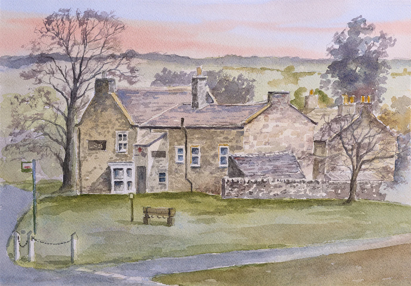 Heading to the Kirk, a painting by Ron Davidson