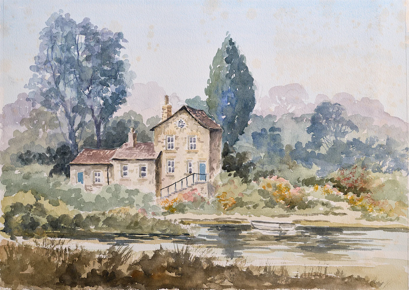 Sedate Riverside, a painting by Ron Davidson