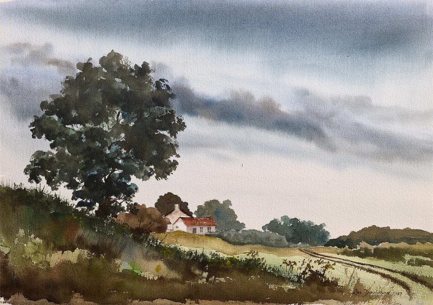 Farm on the Hill, a painting by Ron Davidson
