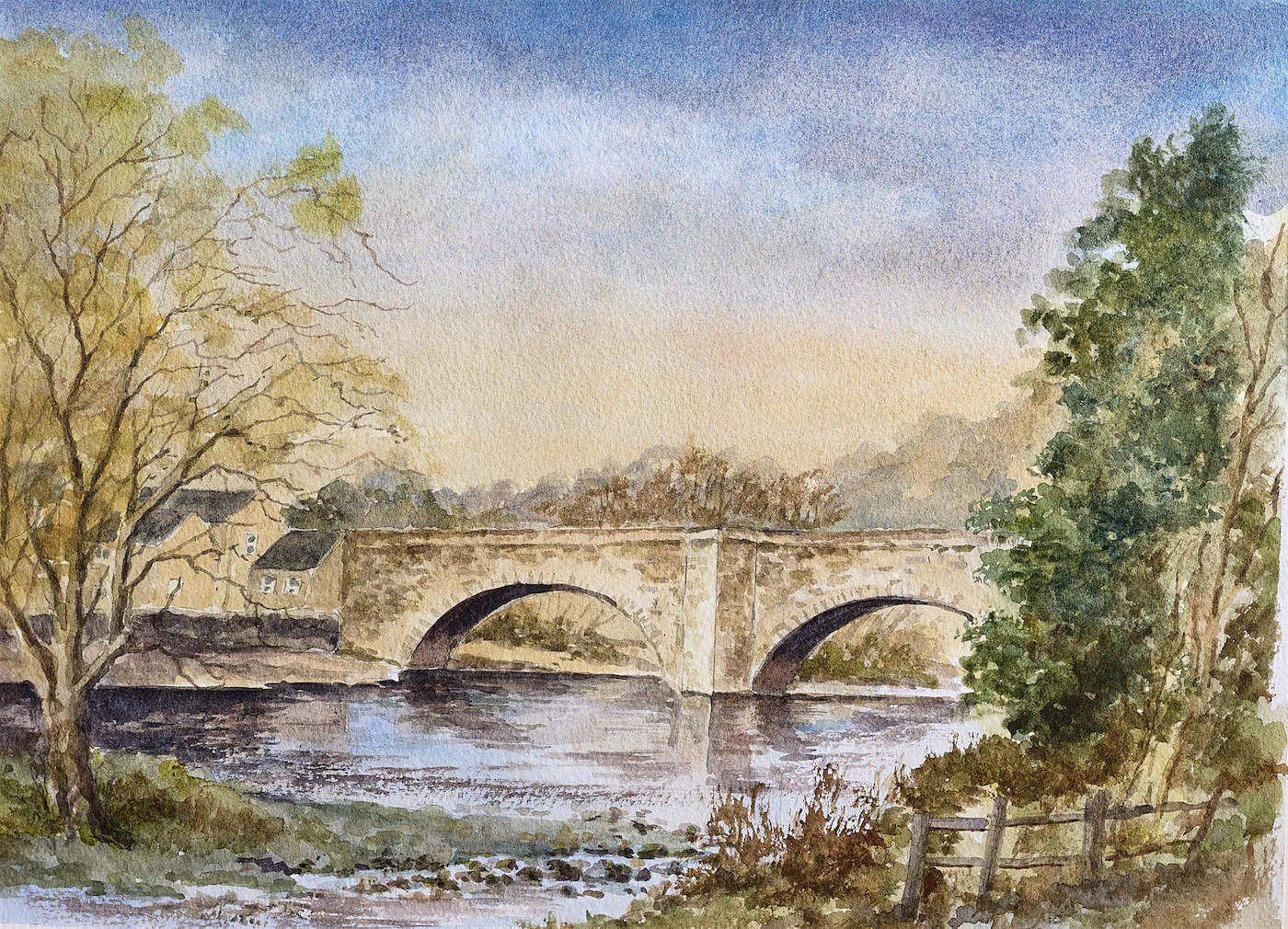 Bridge over the River Wye, a painting by Ron Davidson