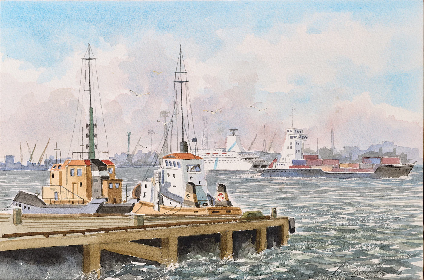 Down on the Docks, a painting by Ron Davidson