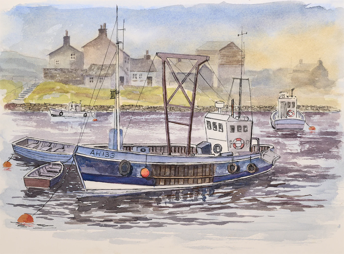 Working Boats, a painting by Ron Davidson