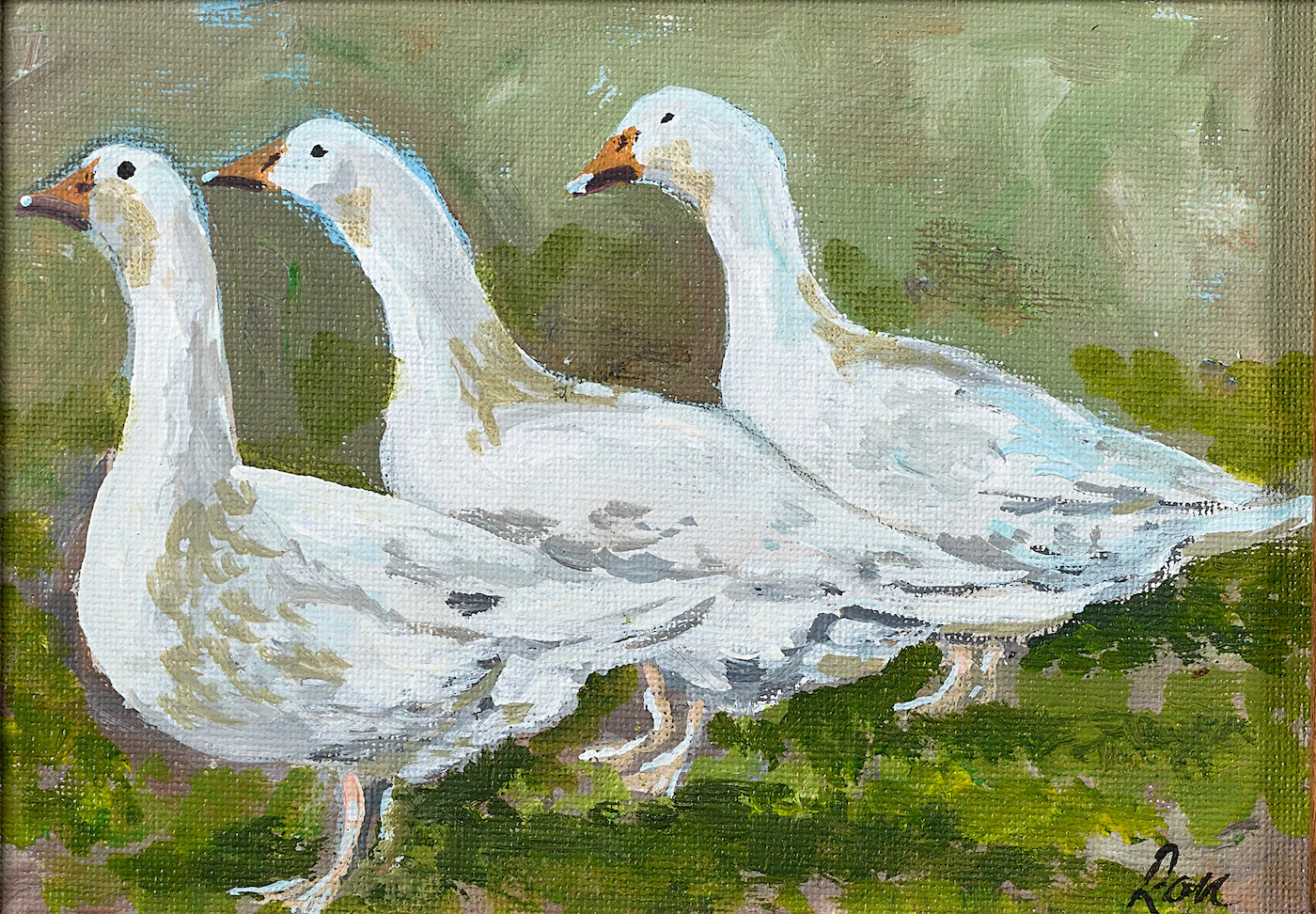 Goosing Around, a painting by Ron Davidson