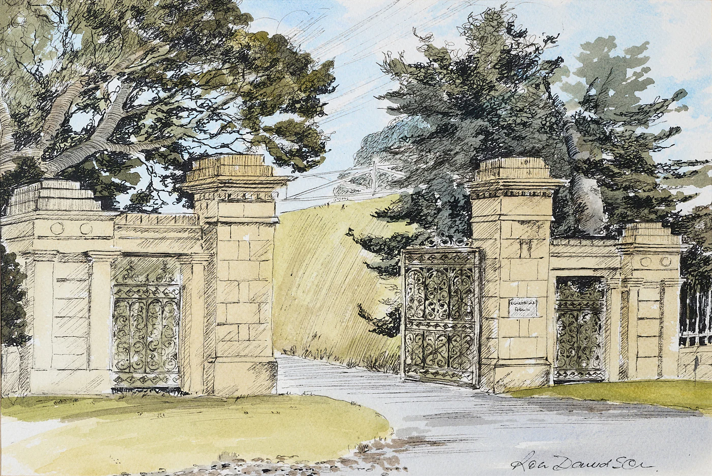 Gates to the Hall, a painting by Ron Davidson