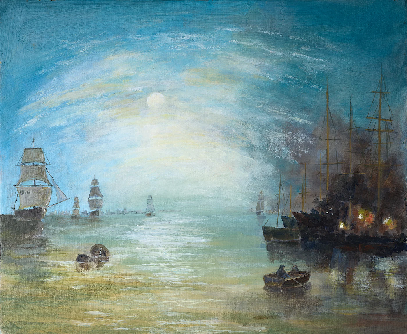 Moonlight Sailing, a painting by Ron Davidson