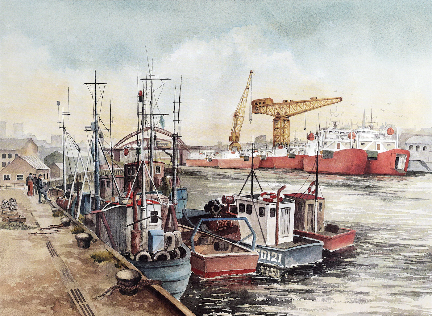 The Last Ships on the Wear, a painting by Ron Davidson